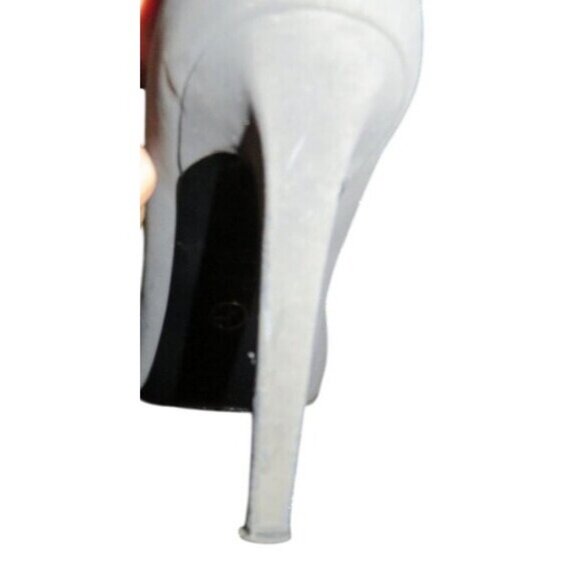 Giorgio Armani Grey Italian Leather Black Patent Bows Luxury Pumps Heels 38.5 or - Picture 7 of 11